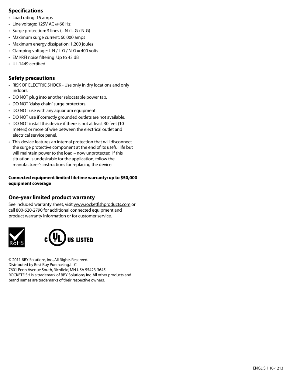 RocketFish RF-HTS100 User Manual | Page 2 / 2
