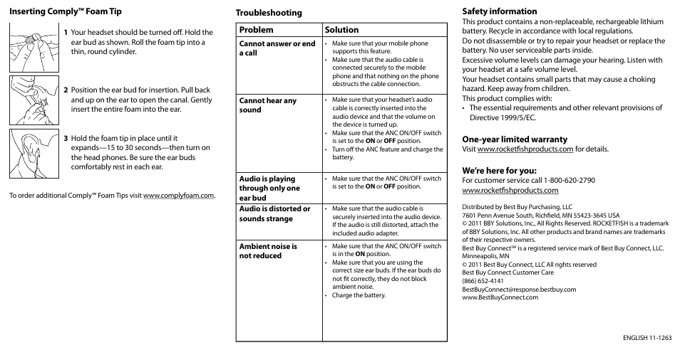 RocketFish SOLACE RF-JJX15 User Manual | Page 2 / 2