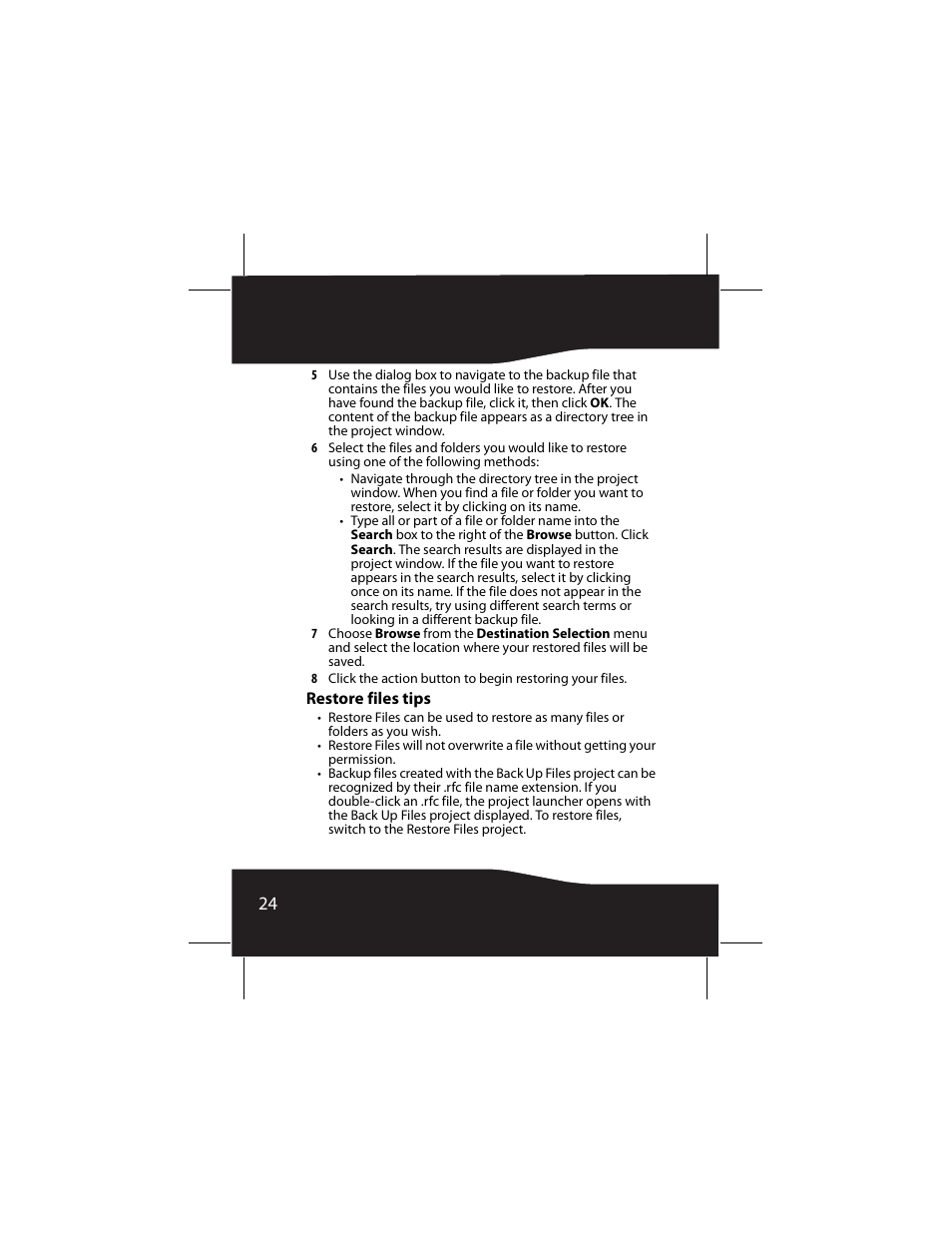 Restore files tips | RocketFish RF-AHD25 User Manual | Page 24 / 96