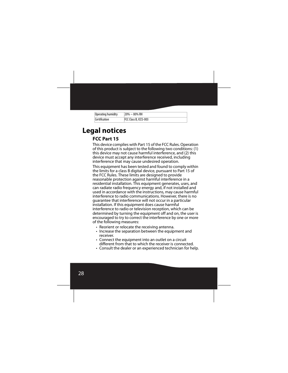 Legal notices, Fcc part 15 | RocketFish RF-AHD25 User Manual | Page 28 / 96