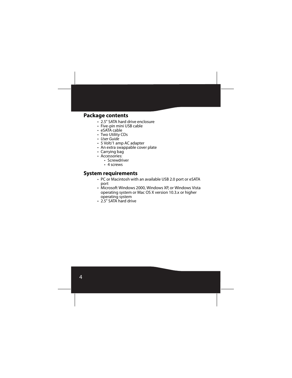 Package contents, System requirements | RocketFish RF-AHD25 User Manual | Page 4 / 96