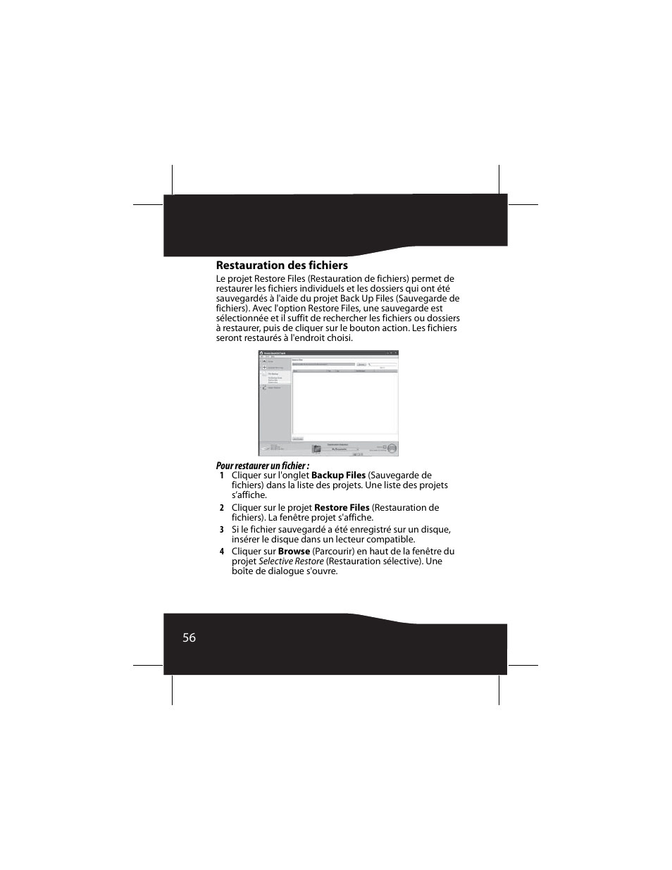 Restauration des fichiers | RocketFish RF-AHD25 User Manual | Page 56 / 96