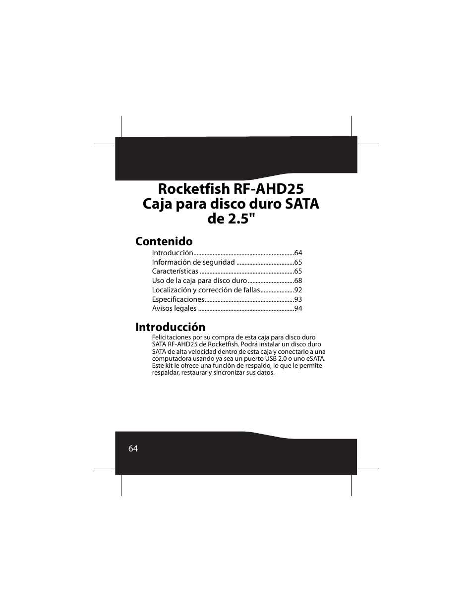RocketFish RF-AHD25 User Manual | Page 64 / 96