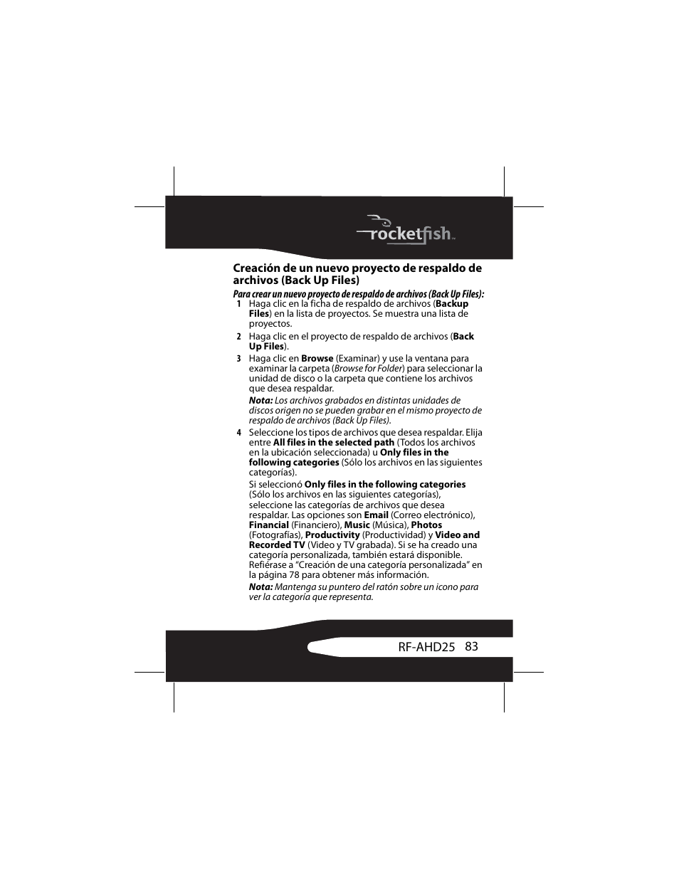 RocketFish RF-AHD25 User Manual | Page 83 / 96