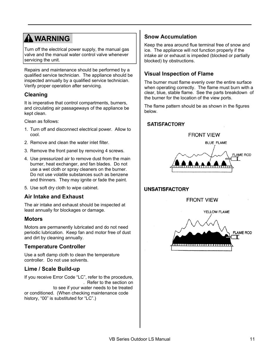 Warning | Rinnai RL75E User Manual | Page 11 / 60