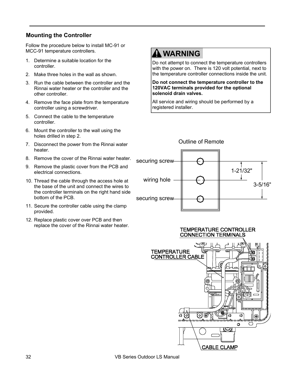 Warning | Rinnai RL75E User Manual | Page 32 / 60