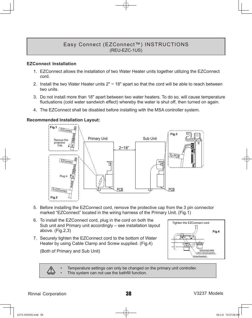 Easy connect (ezconnect™) instructions | Rinnai V3237FFU User Manual | Page 38 / 52