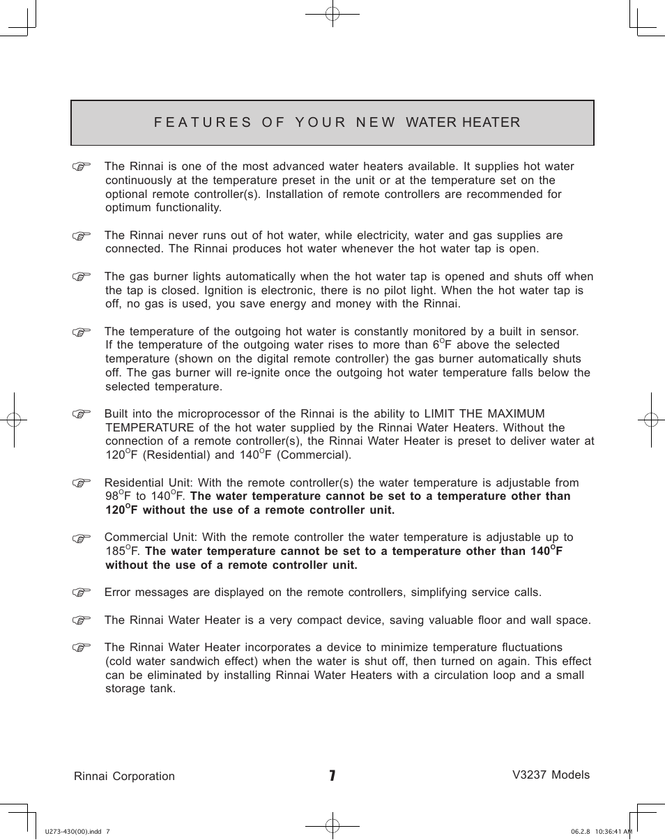 Rinnai V3237FFU User Manual | Page 7 / 52