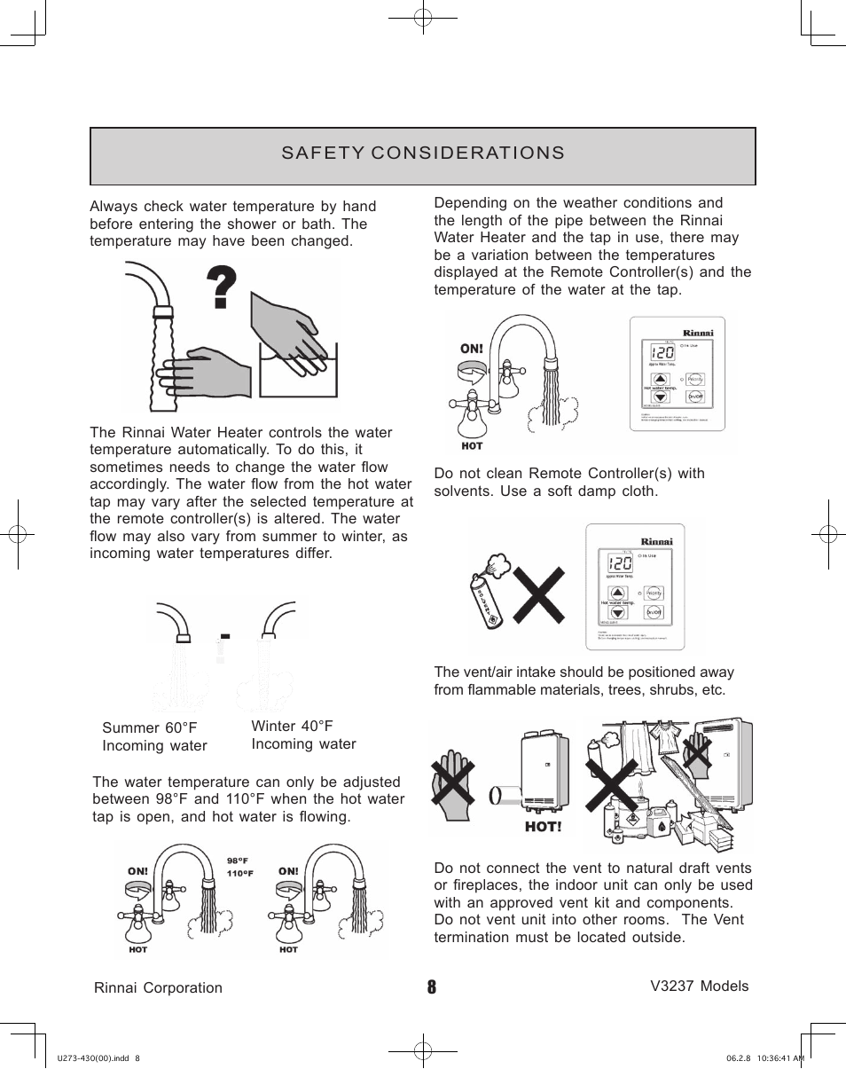 Safety considerations | Rinnai V3237FFU User Manual | Page 8 / 52