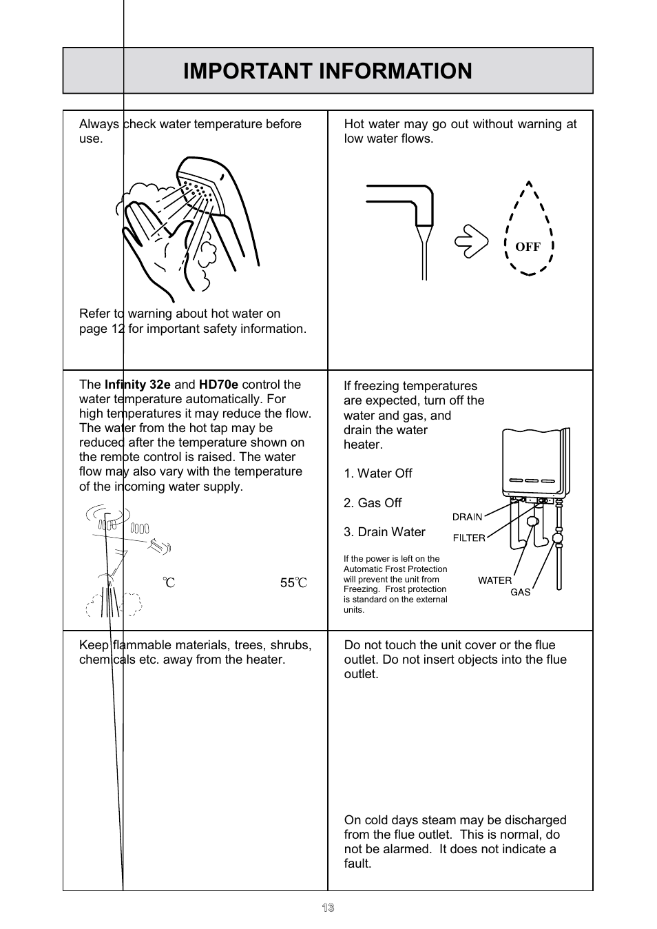 Important information | Rinnai HD70e User Manual | Page 13 / 40