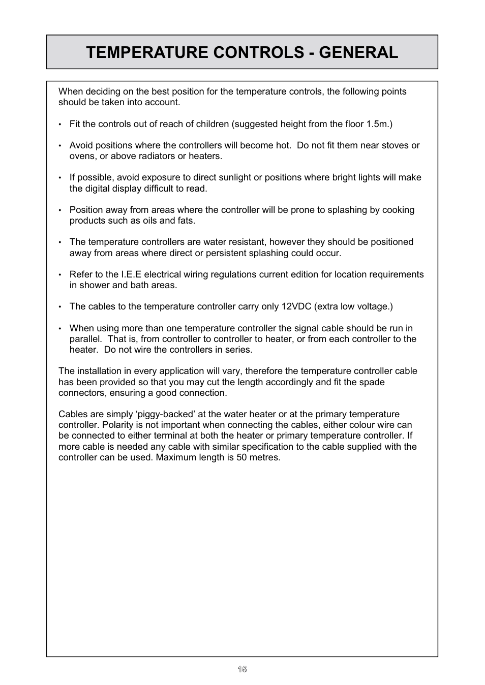 Temperature controls - general | Rinnai HD70e User Manual | Page 15 / 40