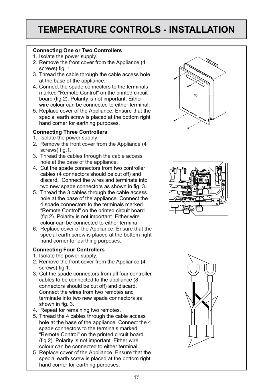 Temperature controls - installation | Rinnai HD70e User Manual | Page 17 / 40