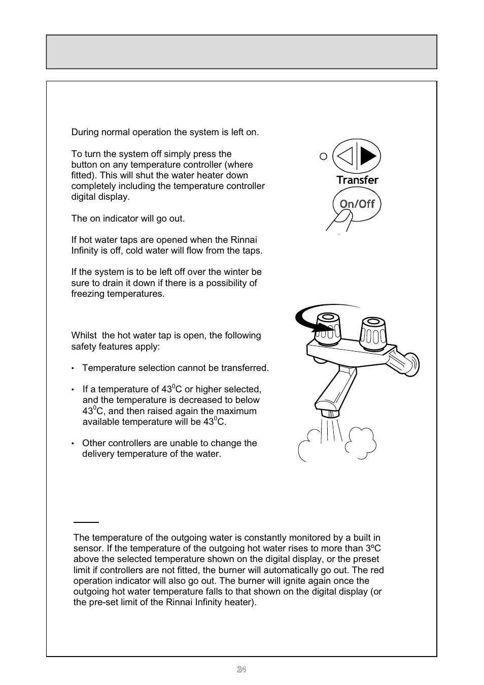 Temperature controls - operating, Additional safety features | Rinnai HD70e User Manual | Page 24 / 40