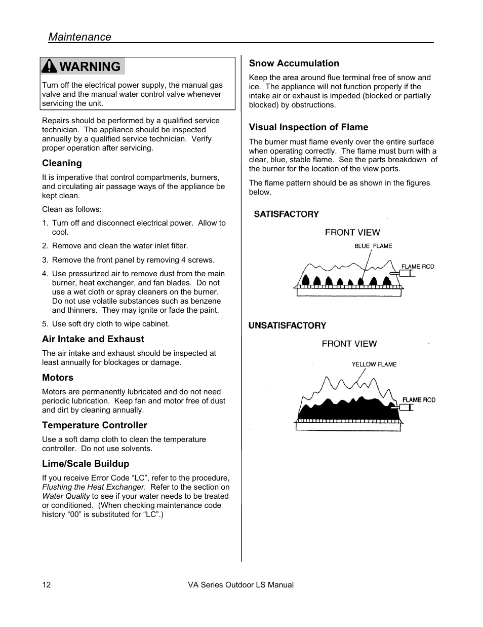 Warning | Rinnai R63LSE2 User Manual | Page 12 / 40