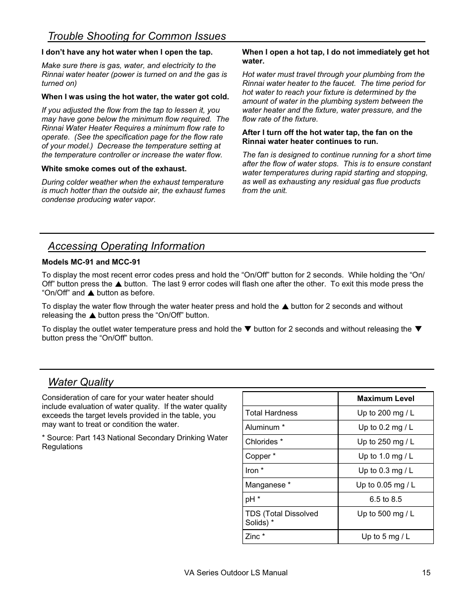 Rinnai R63LSE2 User Manual | Page 15 / 40