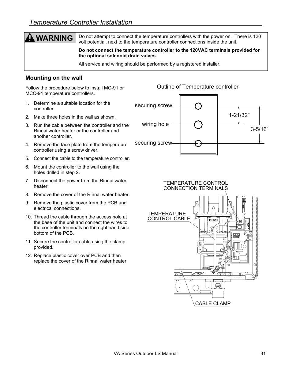 Warning | Rinnai R63LSE2 User Manual | Page 31 / 40