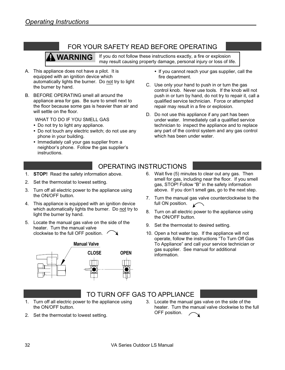 Warning | Rinnai R63LSE2 User Manual | Page 32 / 40