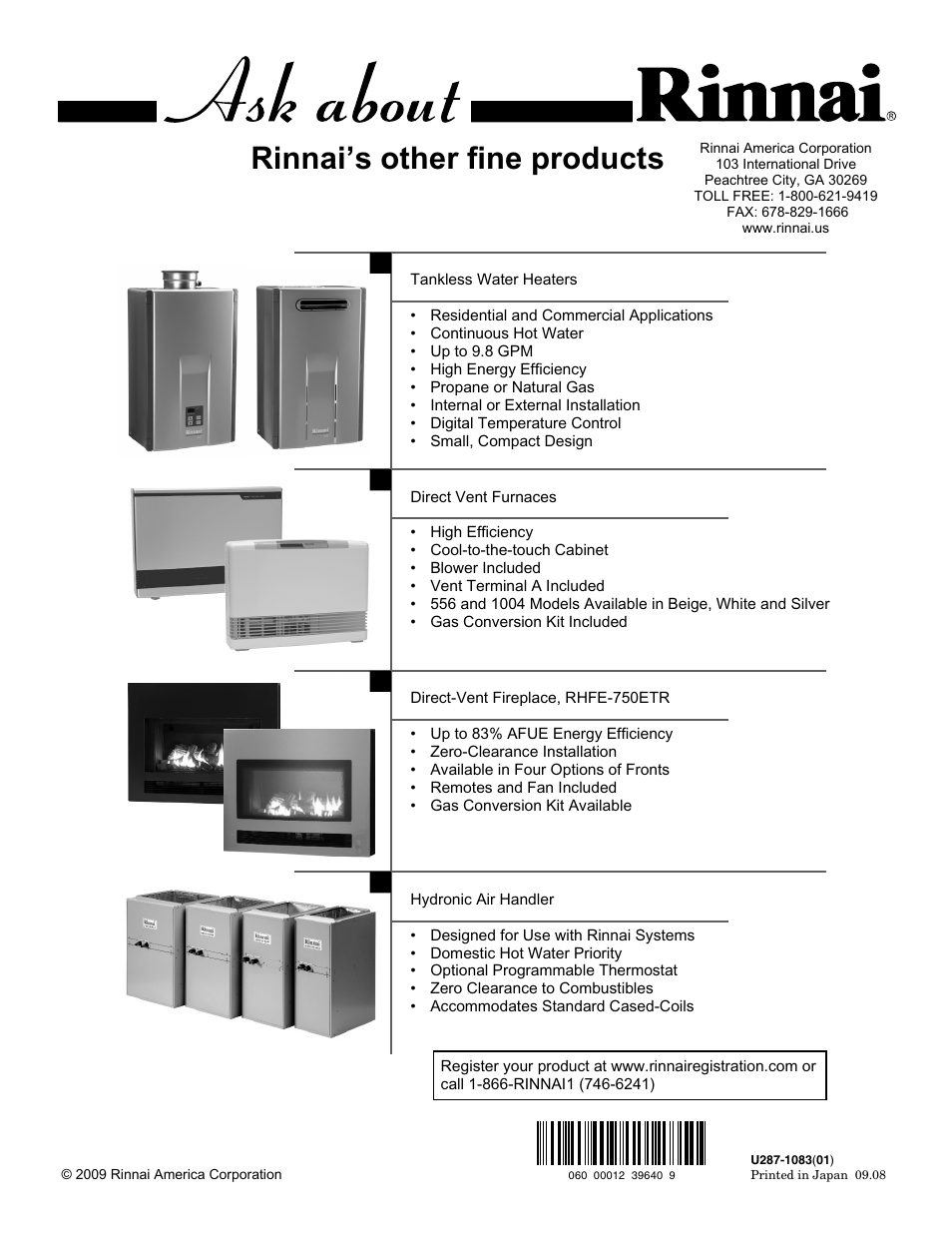 Rinnai’s other fine products | Rinnai R63LSE2 User Manual | Page 40 / 40