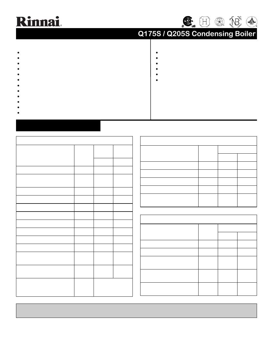 Rinnai Q205S User Manual | 2 pages