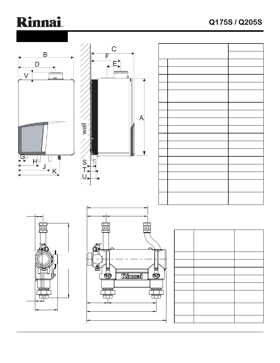 Dimensions, Clearances | Rinnai Q205S User Manual | Page 2 / 2