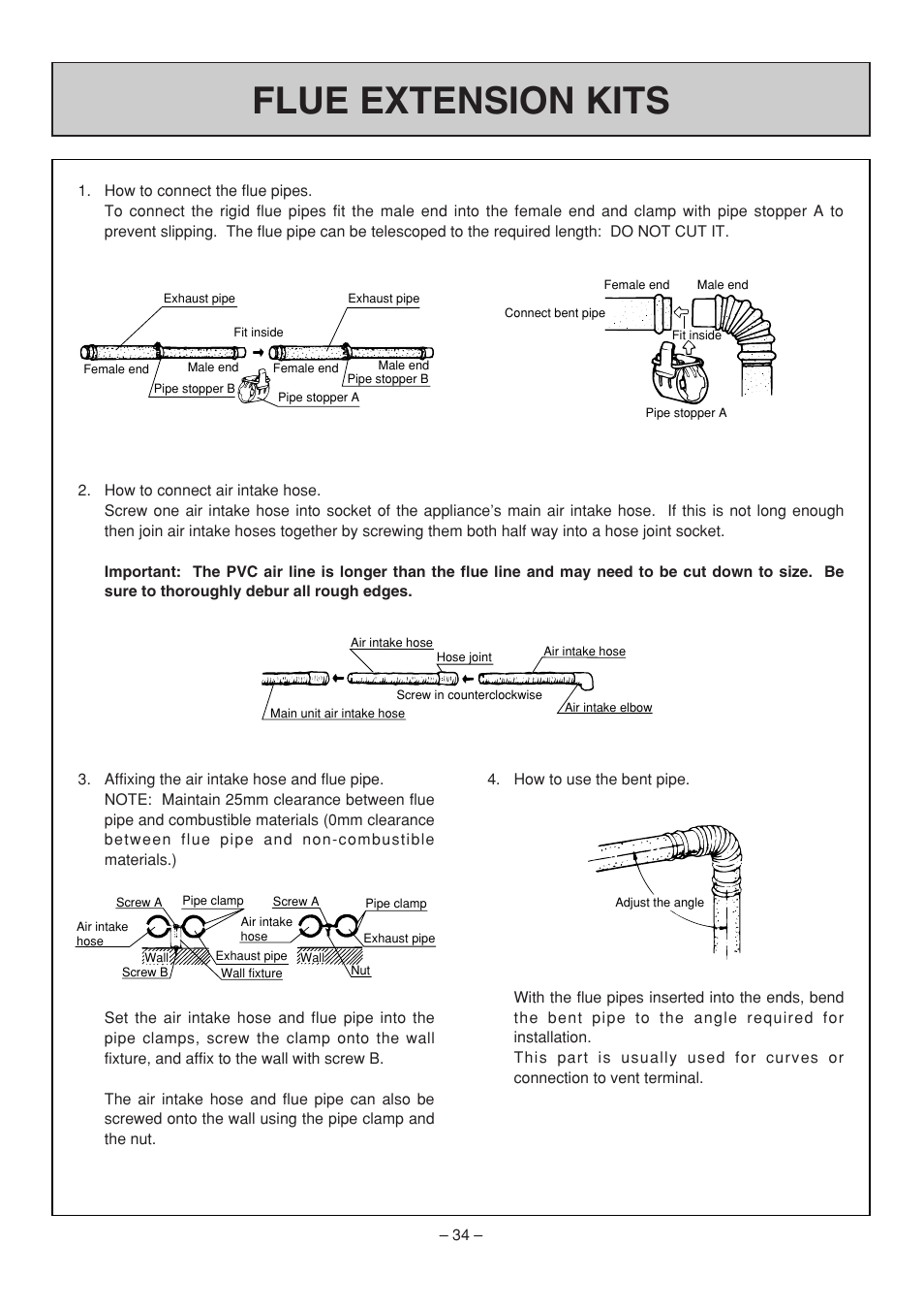 Flue extension kits | Rinnai RHFE-308 FTR User Manual | Page 34 / 48