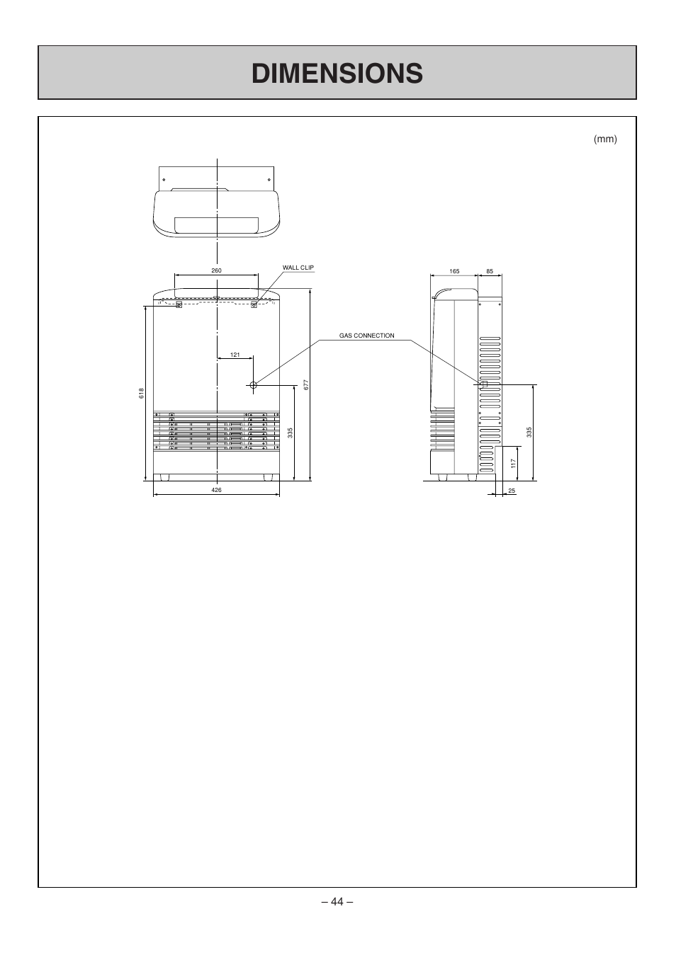 Dimensions | Rinnai RHFE-308 FTR User Manual | Page 44 / 48