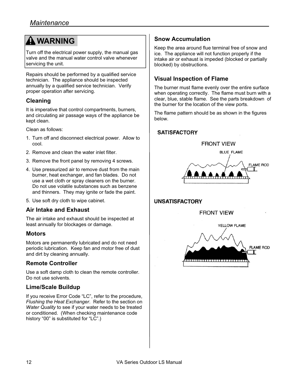 Warning | Rinnai R94LSE User Manual | Page 12 / 40