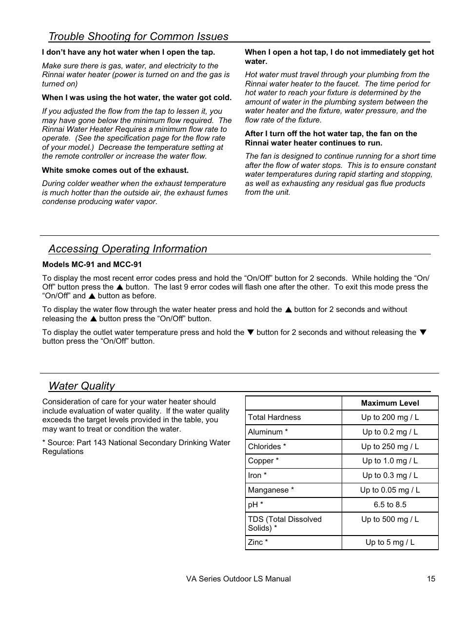 Rinnai R94LSE User Manual | Page 15 / 40