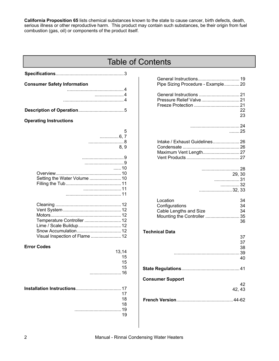 Rinnai RC98HPE User Manual | Page 2 / 64