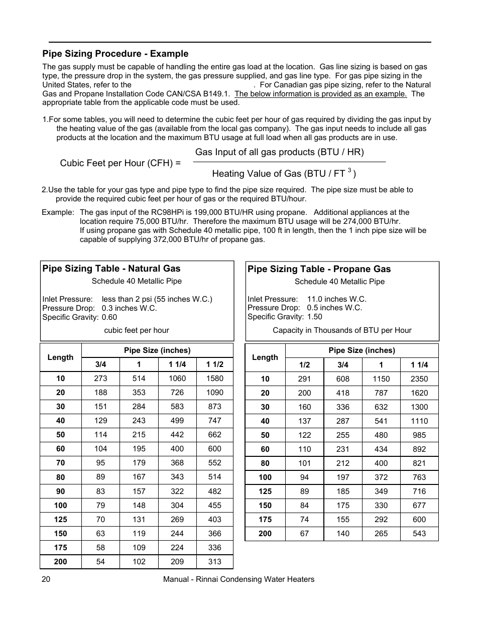 Gas piping | Rinnai RC98HPE User Manual | Page 20 / 64