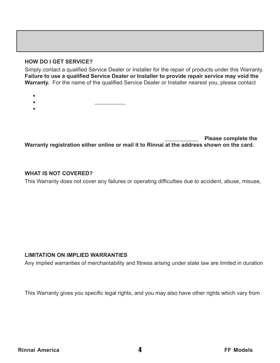 Rinnai Water Heater REU-V2520FFUD User Manual | Page 4 / 48