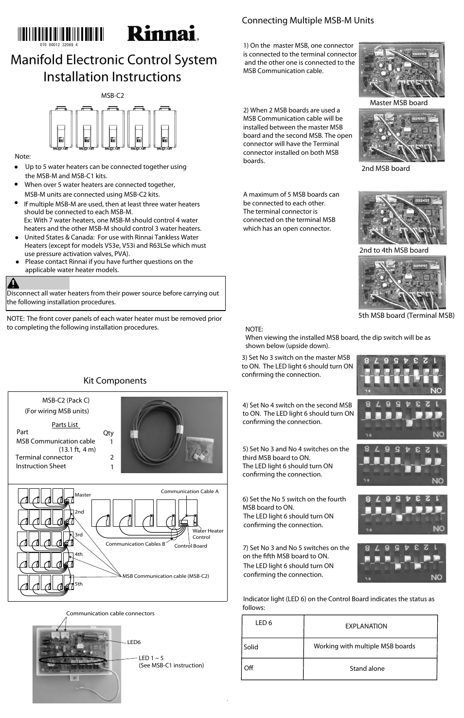 Rinnai MSB-C2 User Manual | 1 page