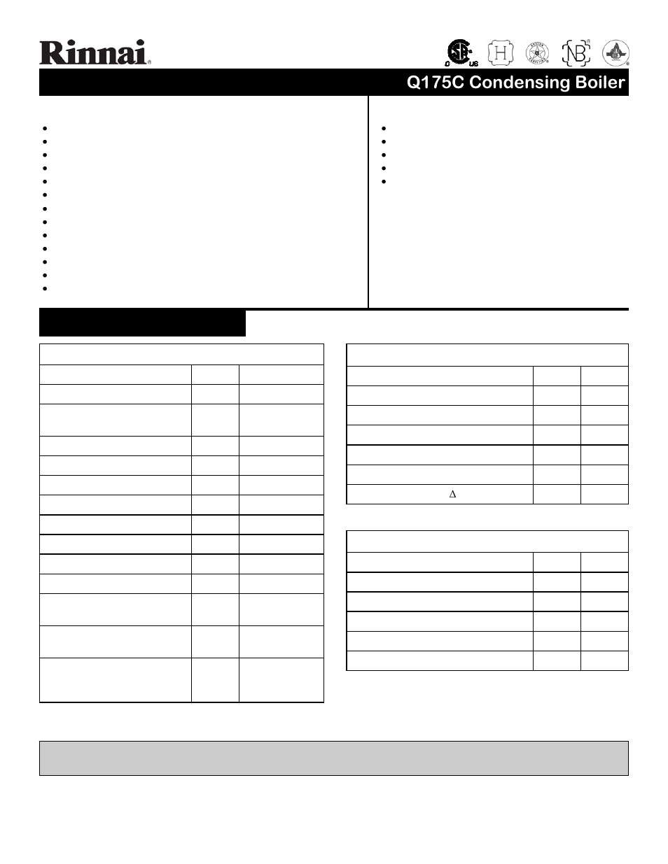 Rinnai Q175C User Manual | 2 pages