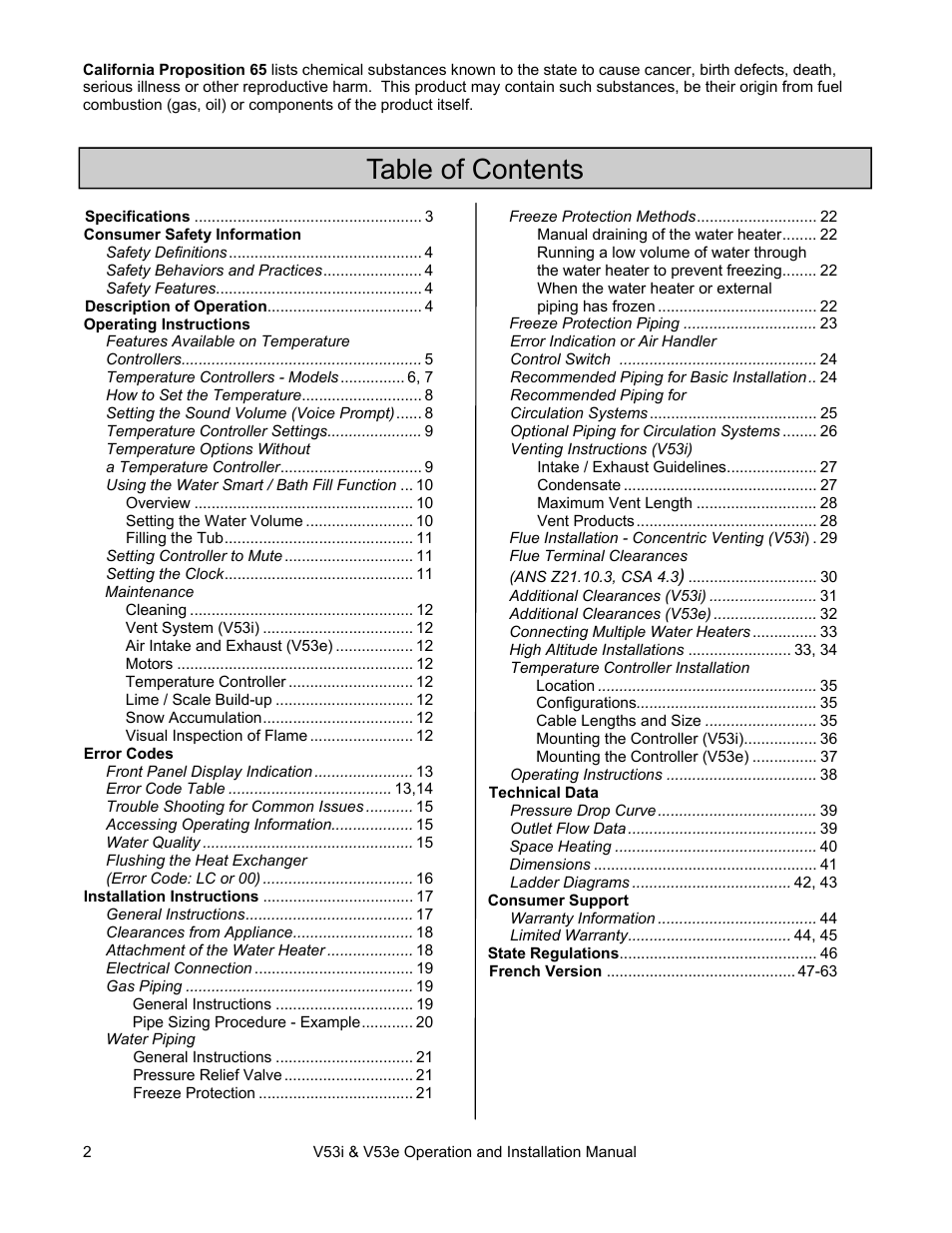 Rinnai V53I User Manual | Page 2 / 64