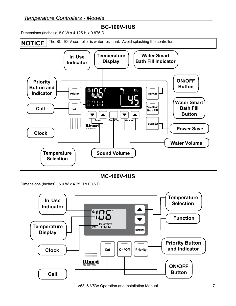 Notice | Rinnai V53I User Manual | Page 7 / 64