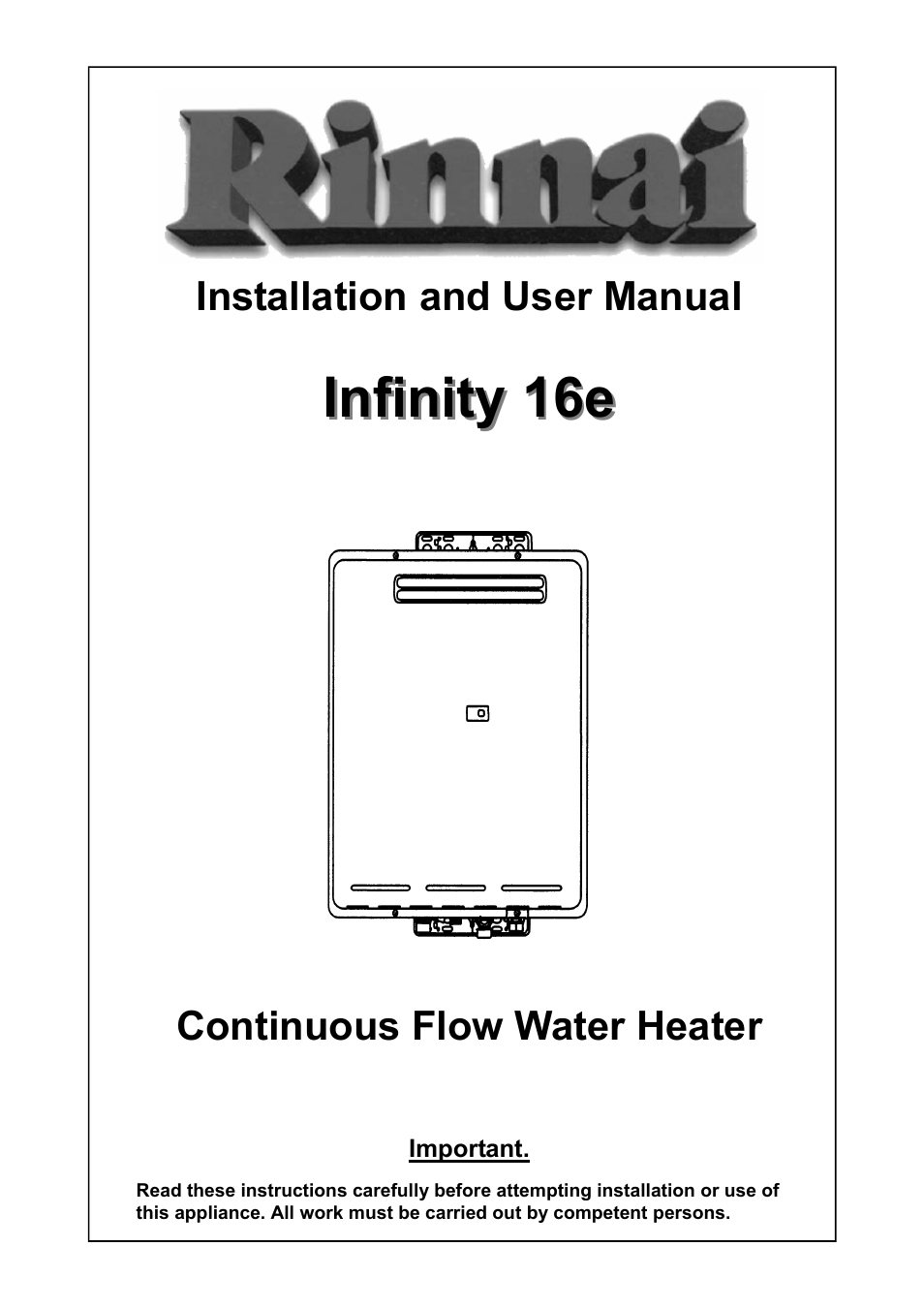 Rinnai 16e User Manual | 36 pages