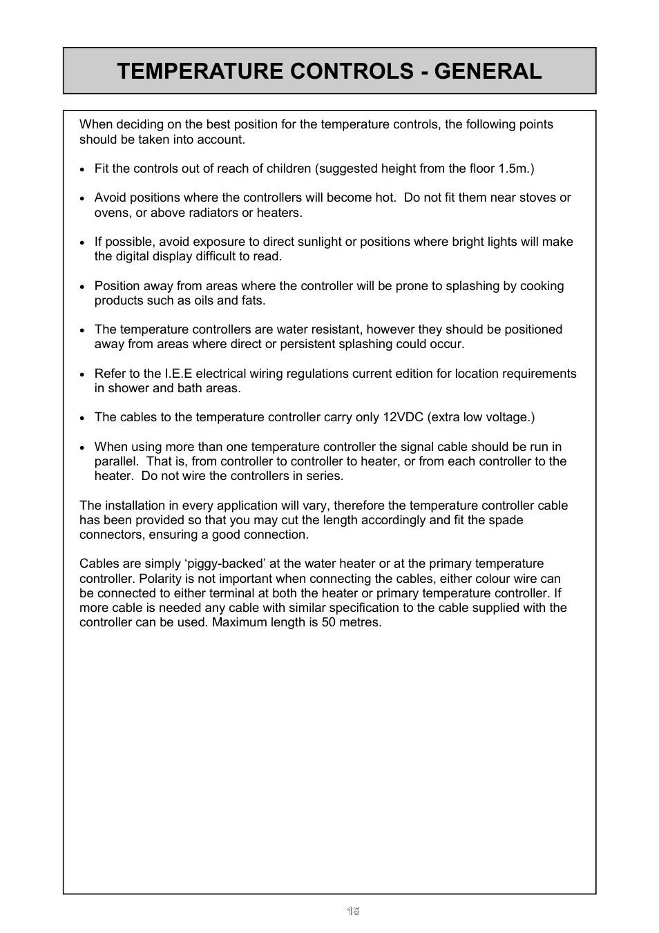 Temperature controls - general | Rinnai 16e User Manual | Page 15 / 36