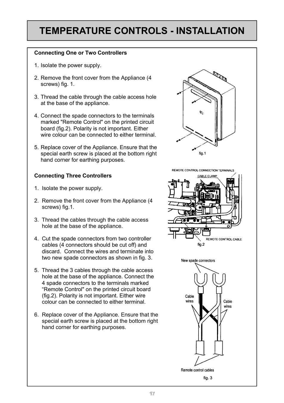 Temperature controls - installation | Rinnai 16e User Manual | Page 17 / 36