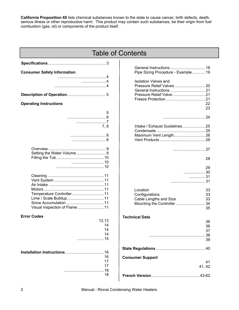 Rinnai RC98I User Manual | Page 2 / 64