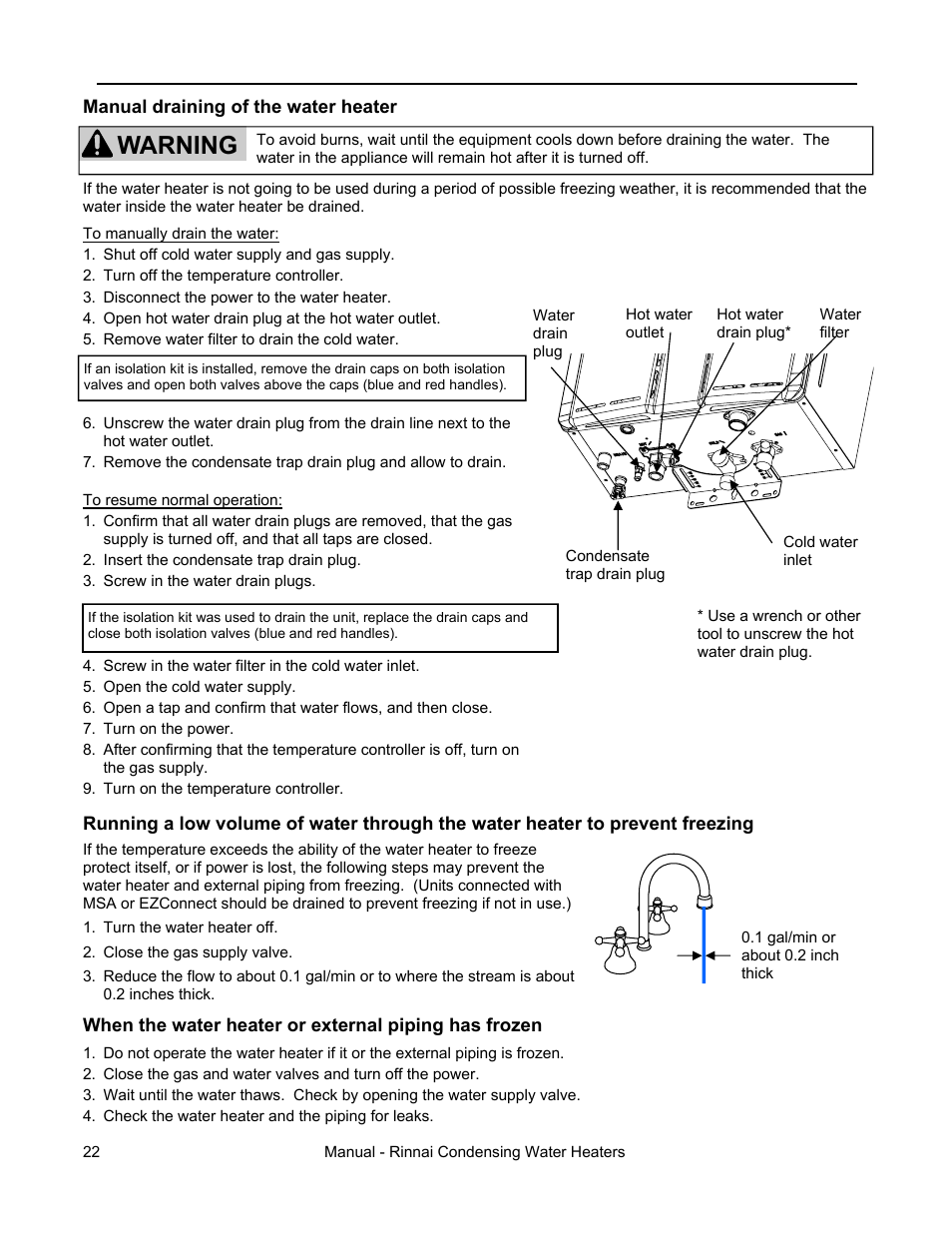 Warning | Rinnai RC98I User Manual | Page 22 / 64