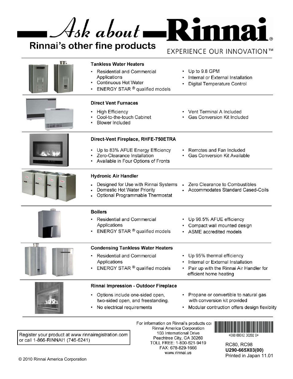 Rinnai RC98I User Manual | Page 64 / 64