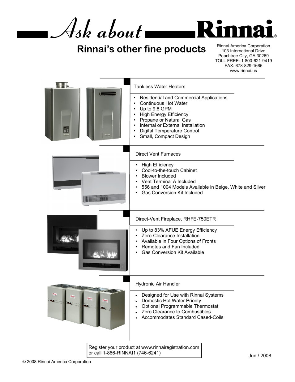 Rinnai’s other fine products | Rinnai R50LSI User Manual | Page 44 / 44