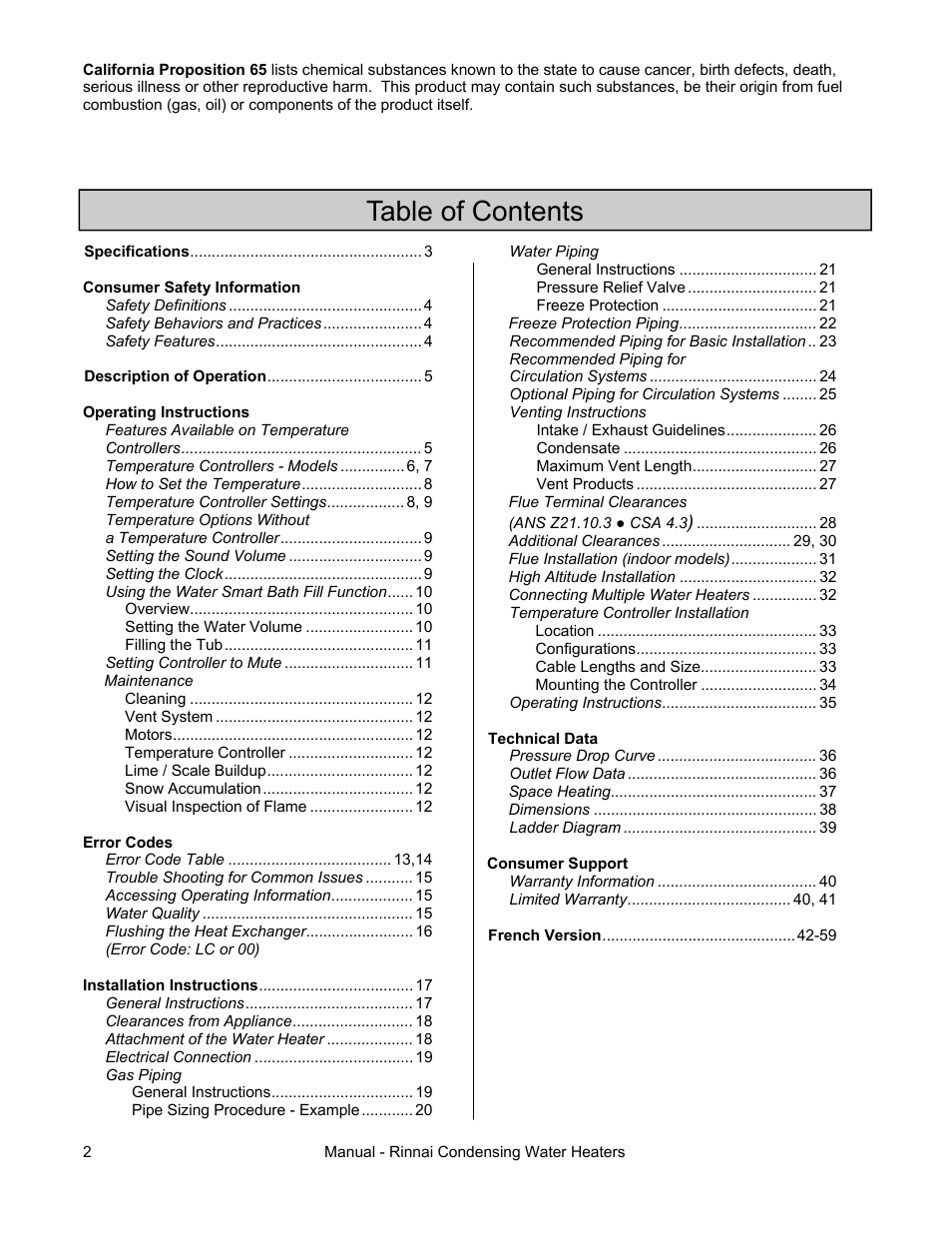 Rinnai RC80HPI User Manual | Page 2 / 60