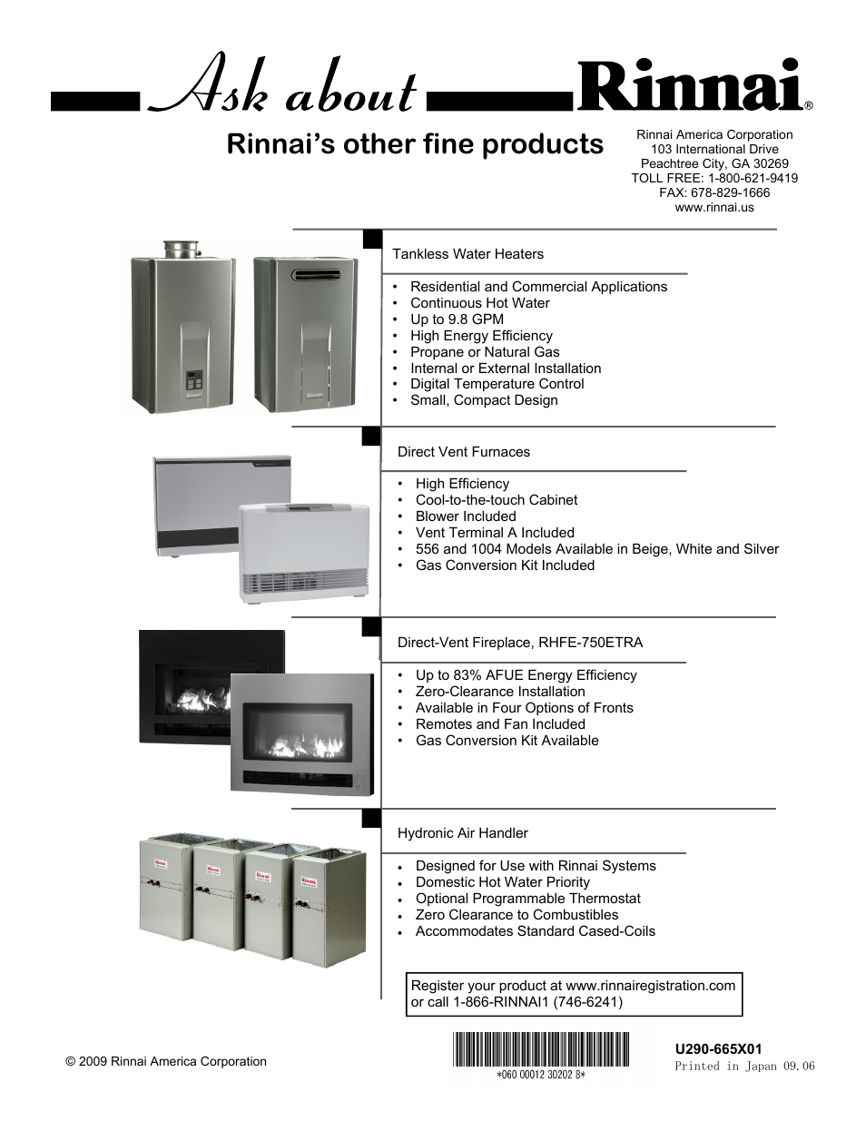 Rinnai’s other fine products | Rinnai RC80HPI User Manual | Page 60 / 60