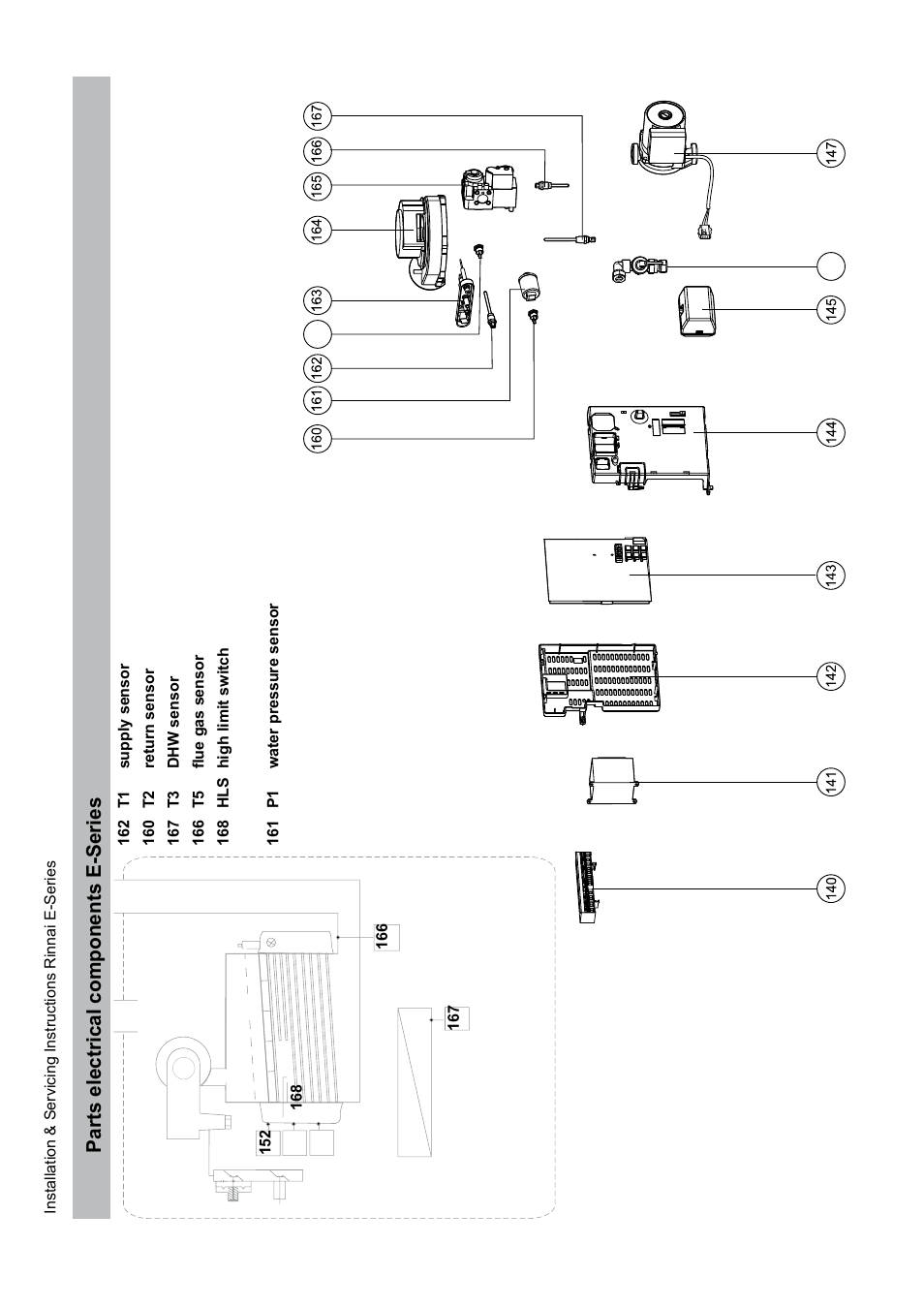 Parts electrical components e-series | Rinnai E75CN User Manual | Page 100 / 108