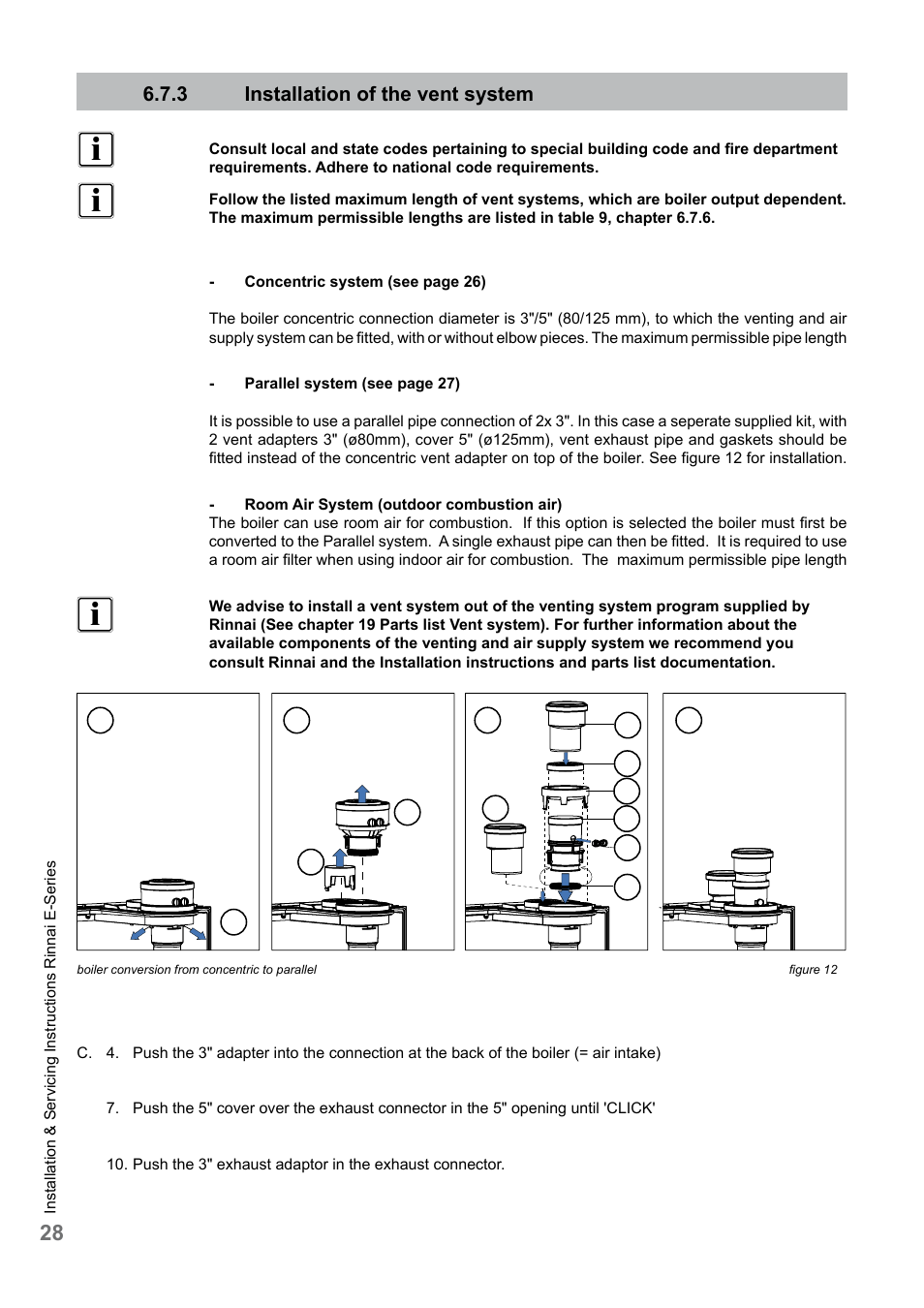 3 installation of the vent system | Rinnai E75CN User Manual | Page 28 / 108