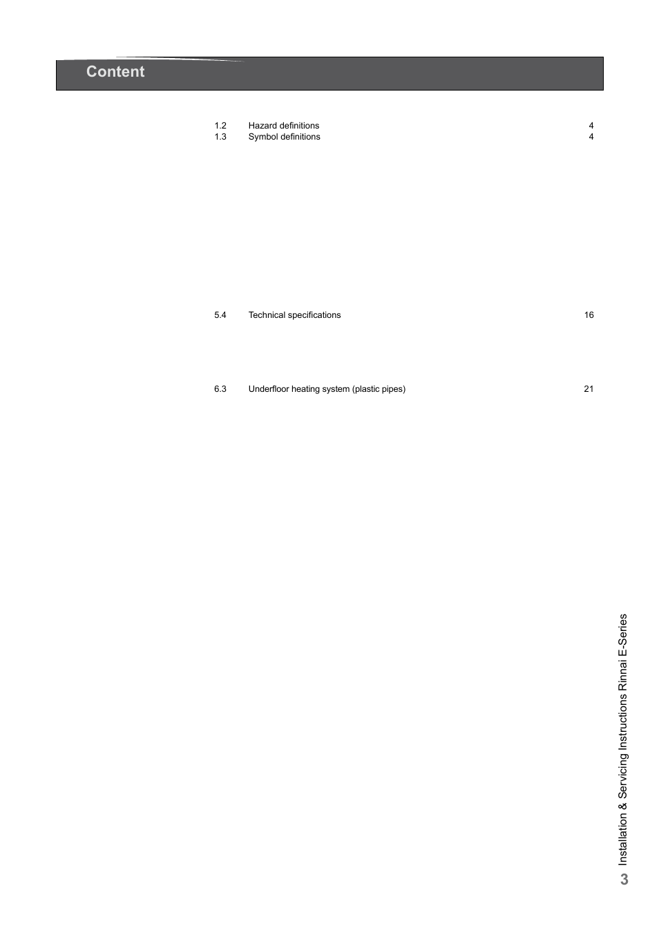 3content | Rinnai E75CN User Manual | Page 3 / 108