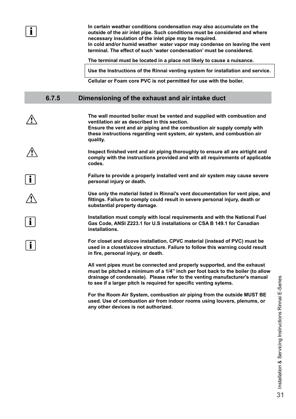 Rinnai E75CN User Manual | Page 31 / 108