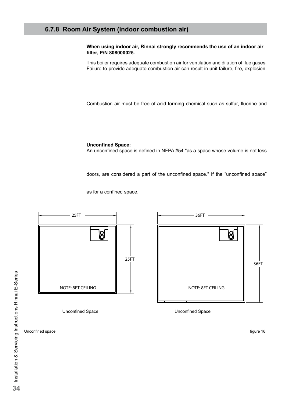 8 room air system (indoor combustion air) | Rinnai E75CN User Manual | Page 34 / 108