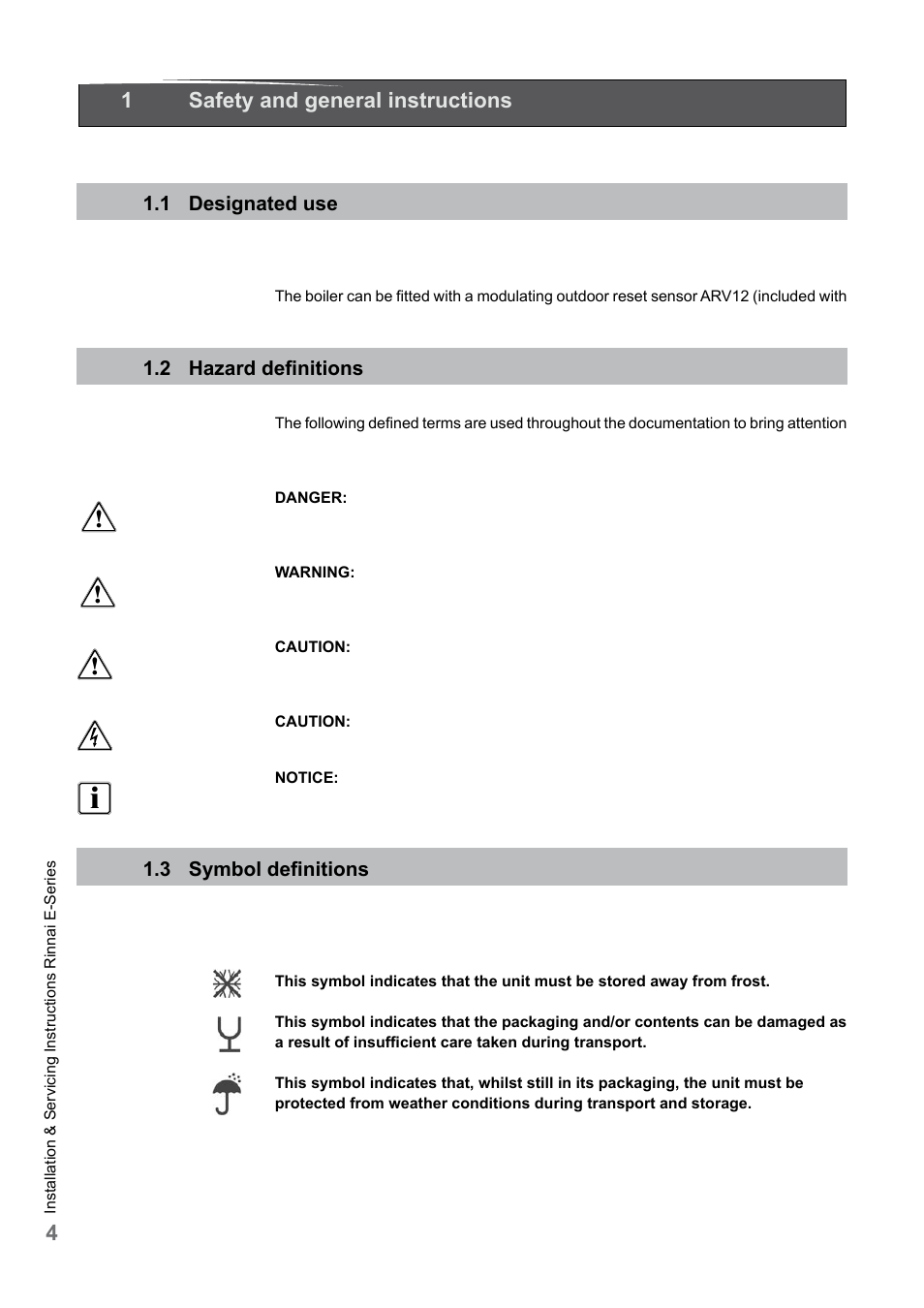 41 safety and general instructions | Rinnai E75CN User Manual | Page 4 / 108